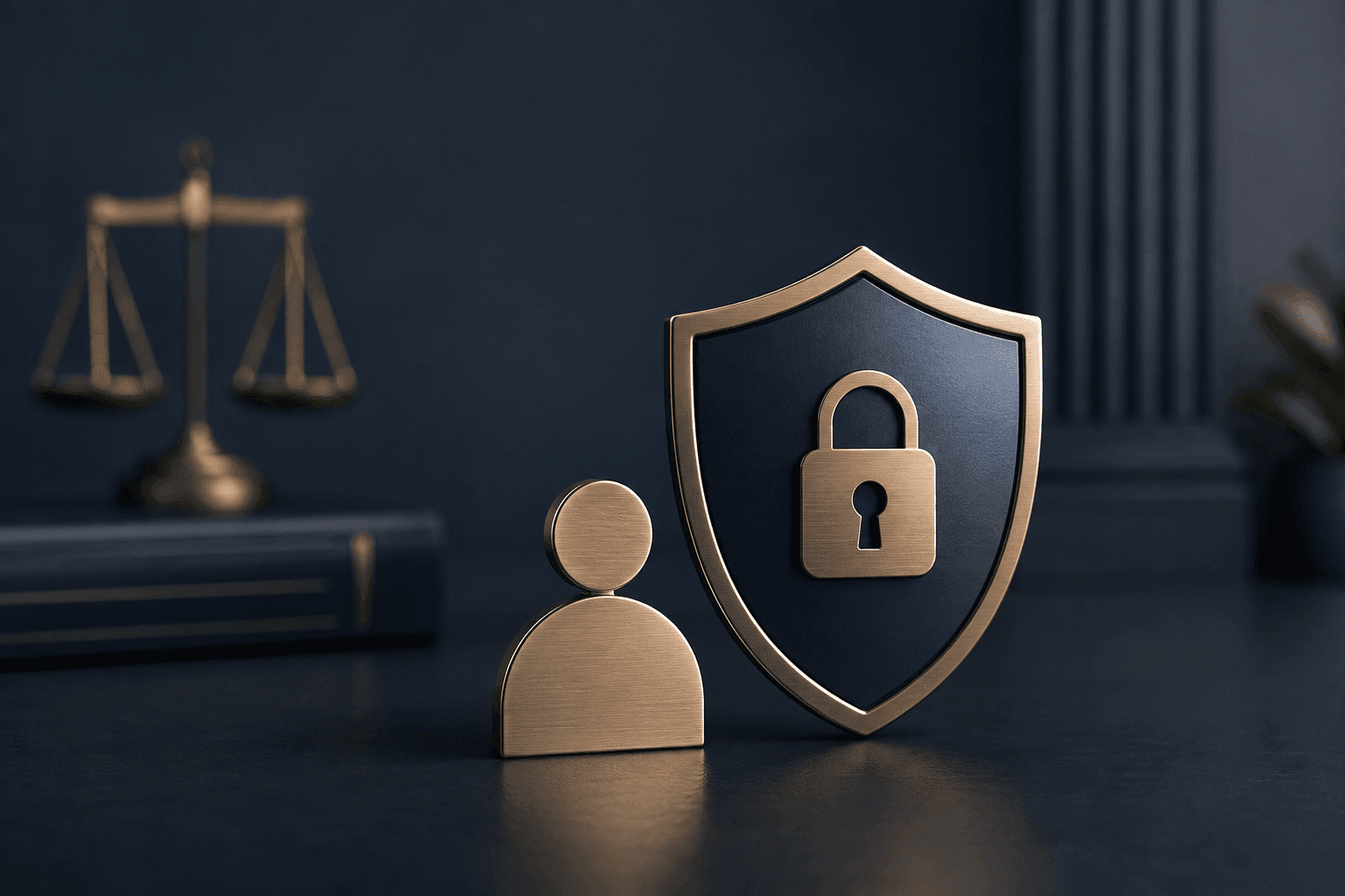 Shield and padlock symbolizing data protection and privacy.
